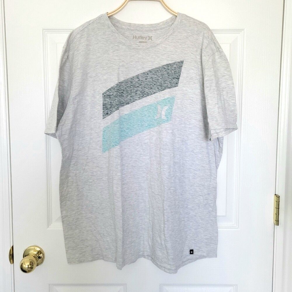 Hurley Mens XL Heather Grey Graphic Logo Short Sleeve Surf Skate T-Shirt